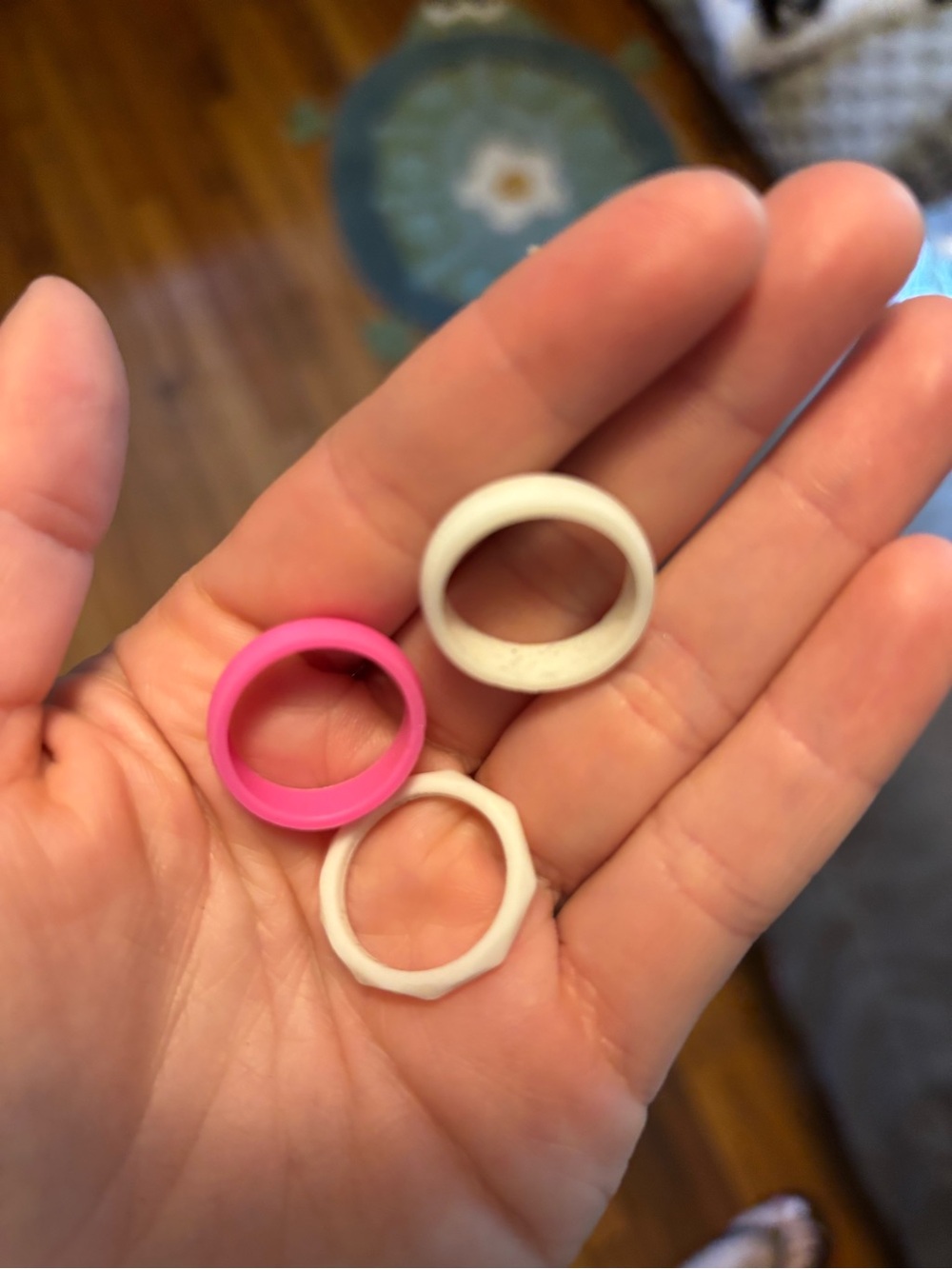 Pink and White Silicone Rings - Set of 3
